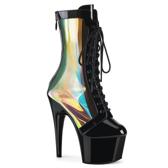 Platform Holographic High Heel Lace Up Ankle Boots - Picture 3 of 5